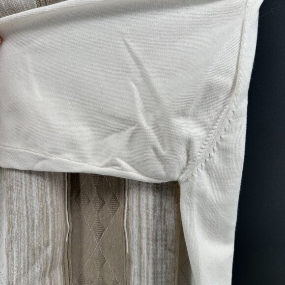 Pronto Uomo Sweater Adult L Creme Brown Textured Knit Casual Sweatshirt Grandpa - Picture 9 of 9